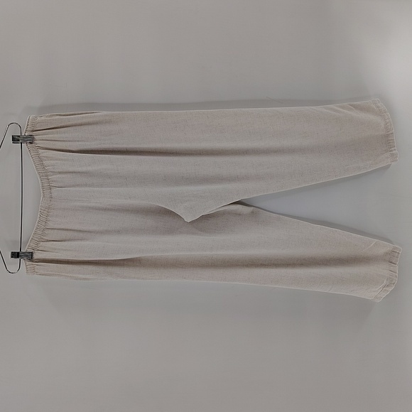 CLIO Off White Pull On Pants Flax Blend Size Medium Elastic Waist Drawstring Vtg - Picture 10 of 10